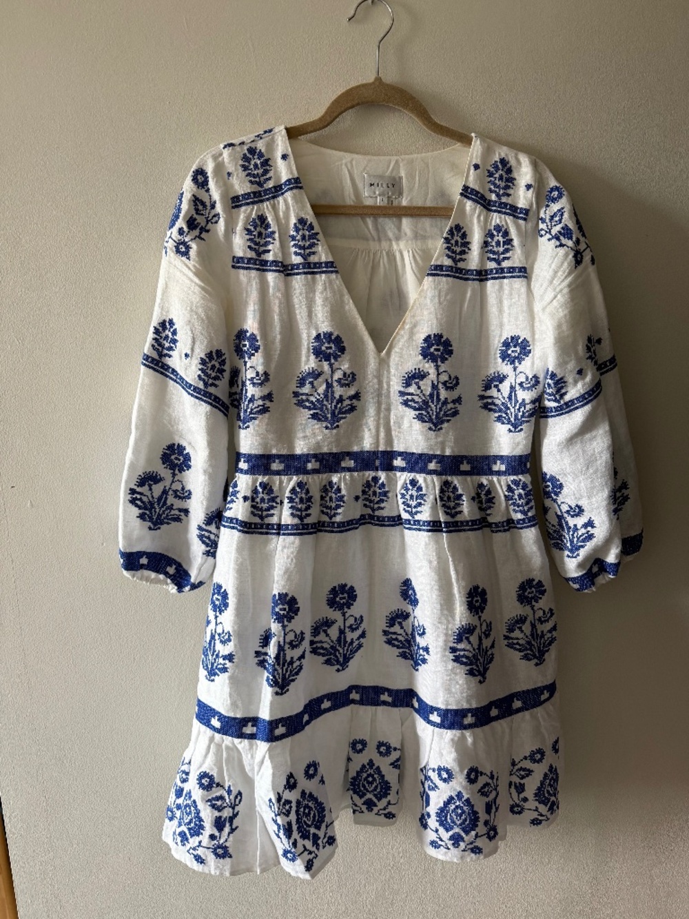 White and blue Milly dress